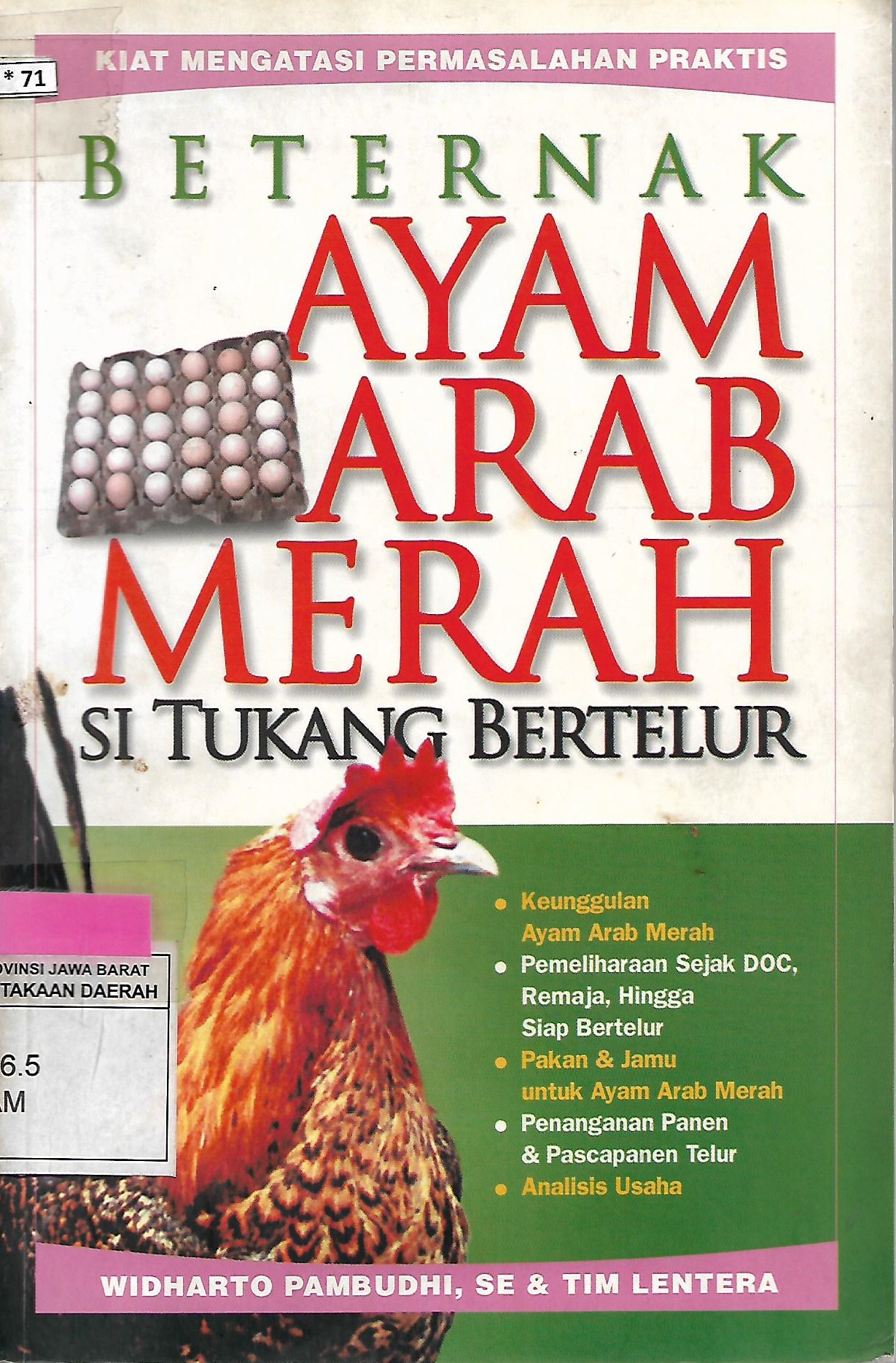 Sampul Beternak ayam arab merah :  si tukang bertelur / Widharto Pambudhi