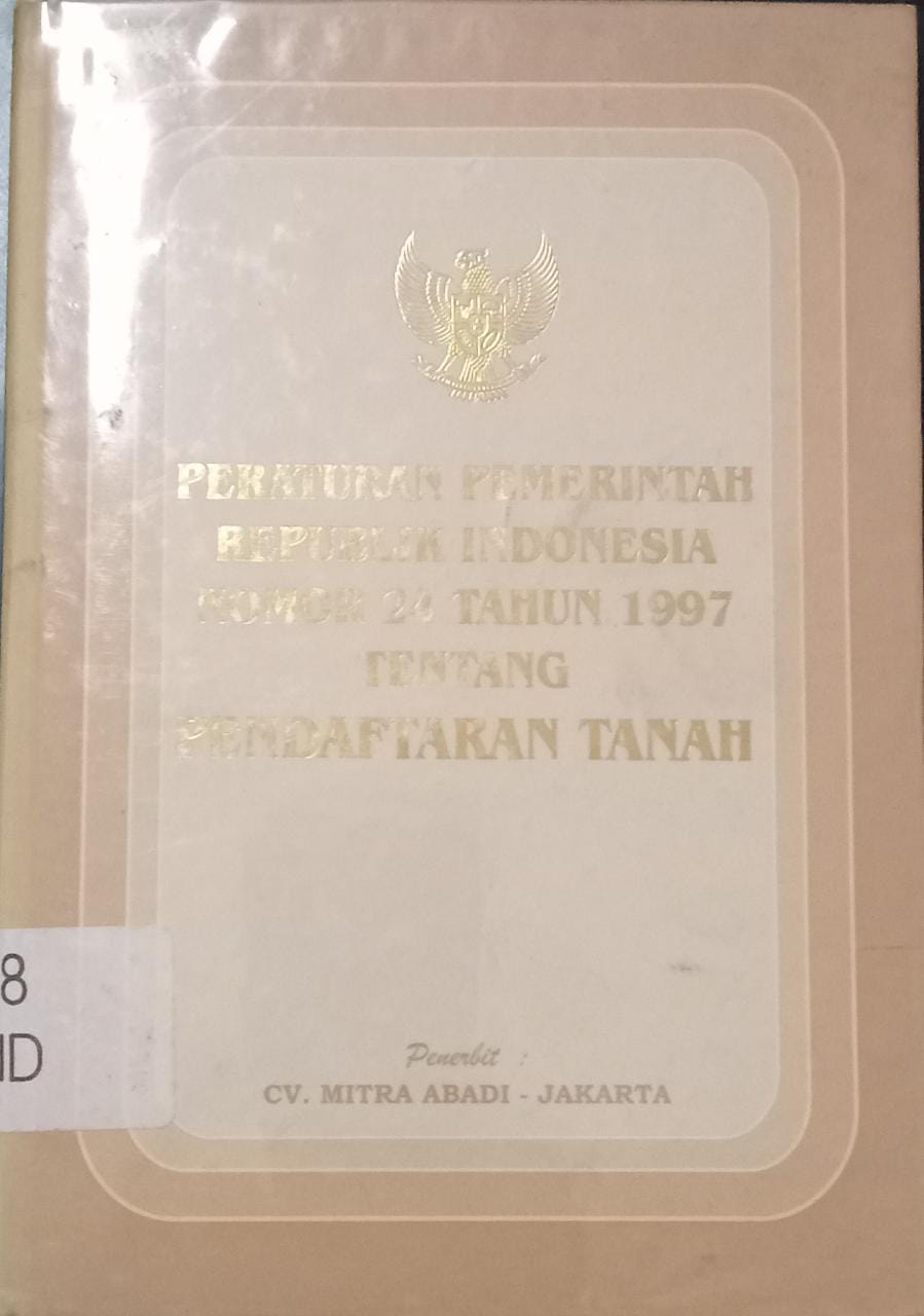 Sampul peraturan Pemerintah Republik Indonesia Nomor 24 Tahun 1997 Tentang Pendaftaran Tanah