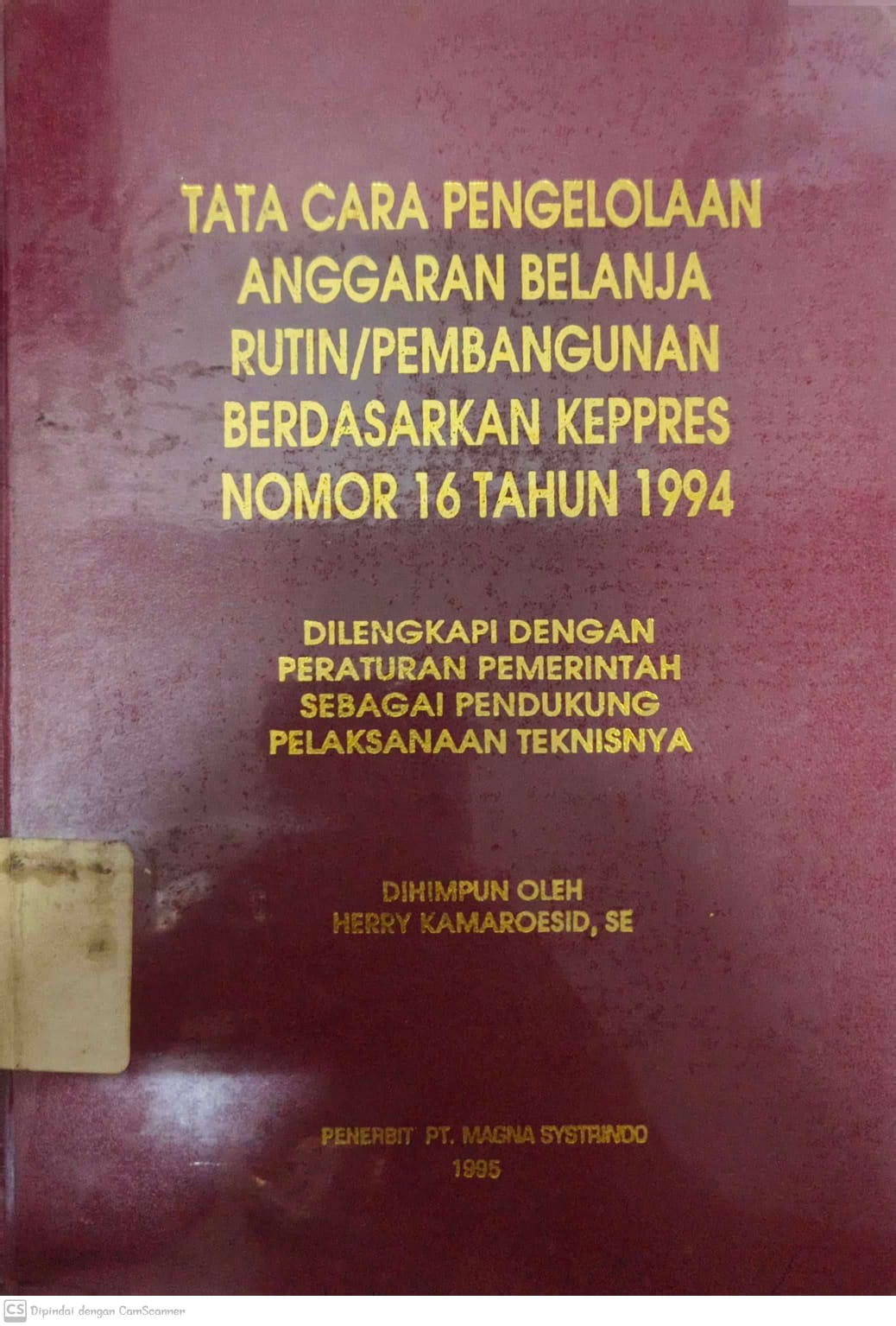 Sampul Peraturan pemerintah republik indonesia nomor : 37 tahun 1990 :  perubahan atas p.p. no.35 Th. 1995 / germanus