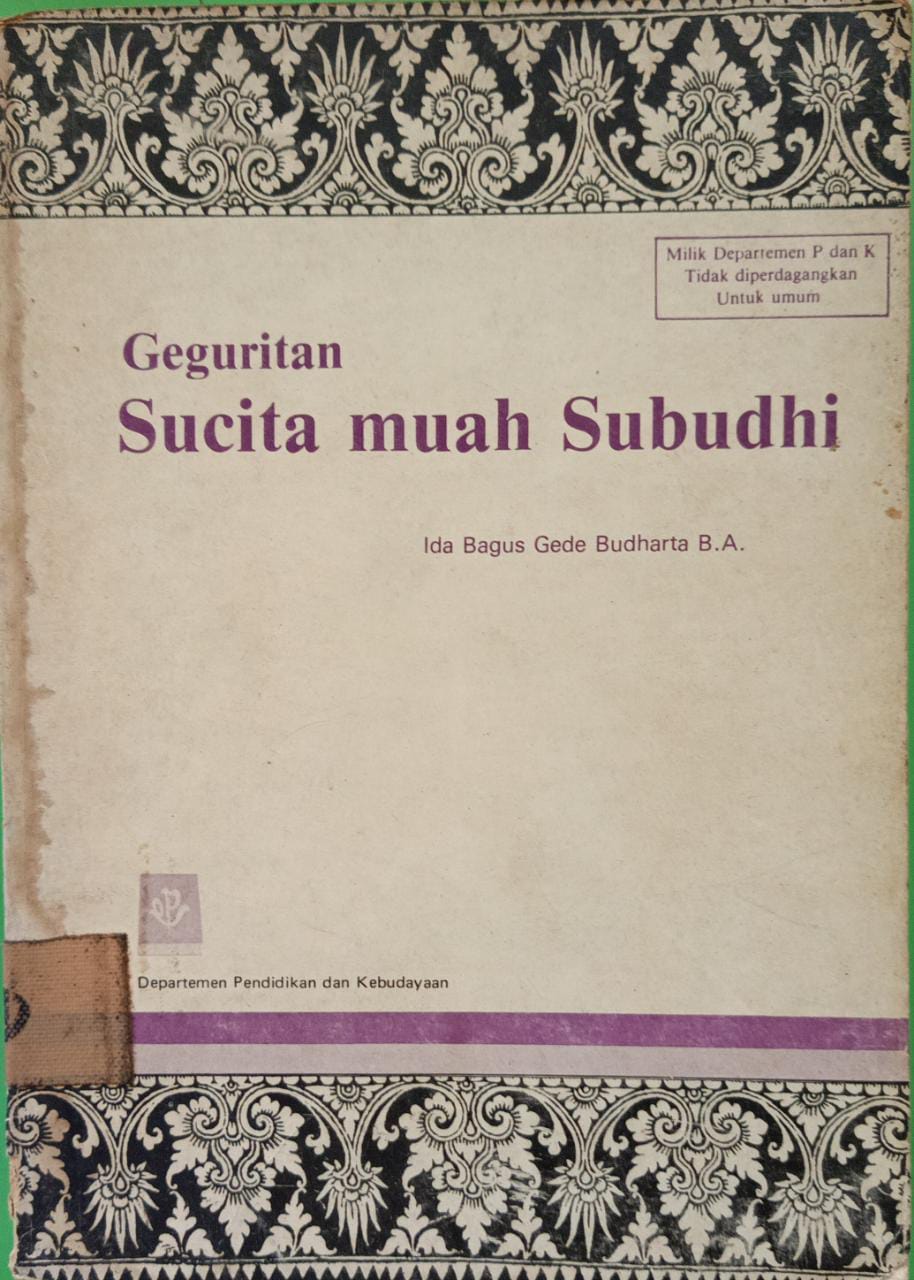Cover Geguritan sucita muah subudhi / Ida bagus gede budharta