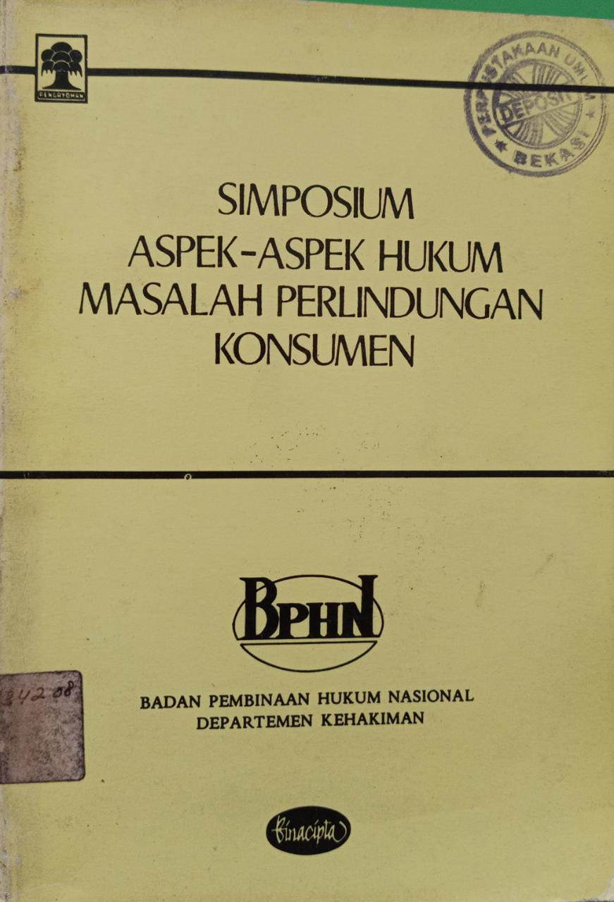 Sampul Simposium aspek-aspek hukum masalah perlindungan konsumen / BPHN