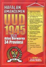 Cover Hafalan amandemen UUD 1945 plus atlas berwarna 34 provinsi