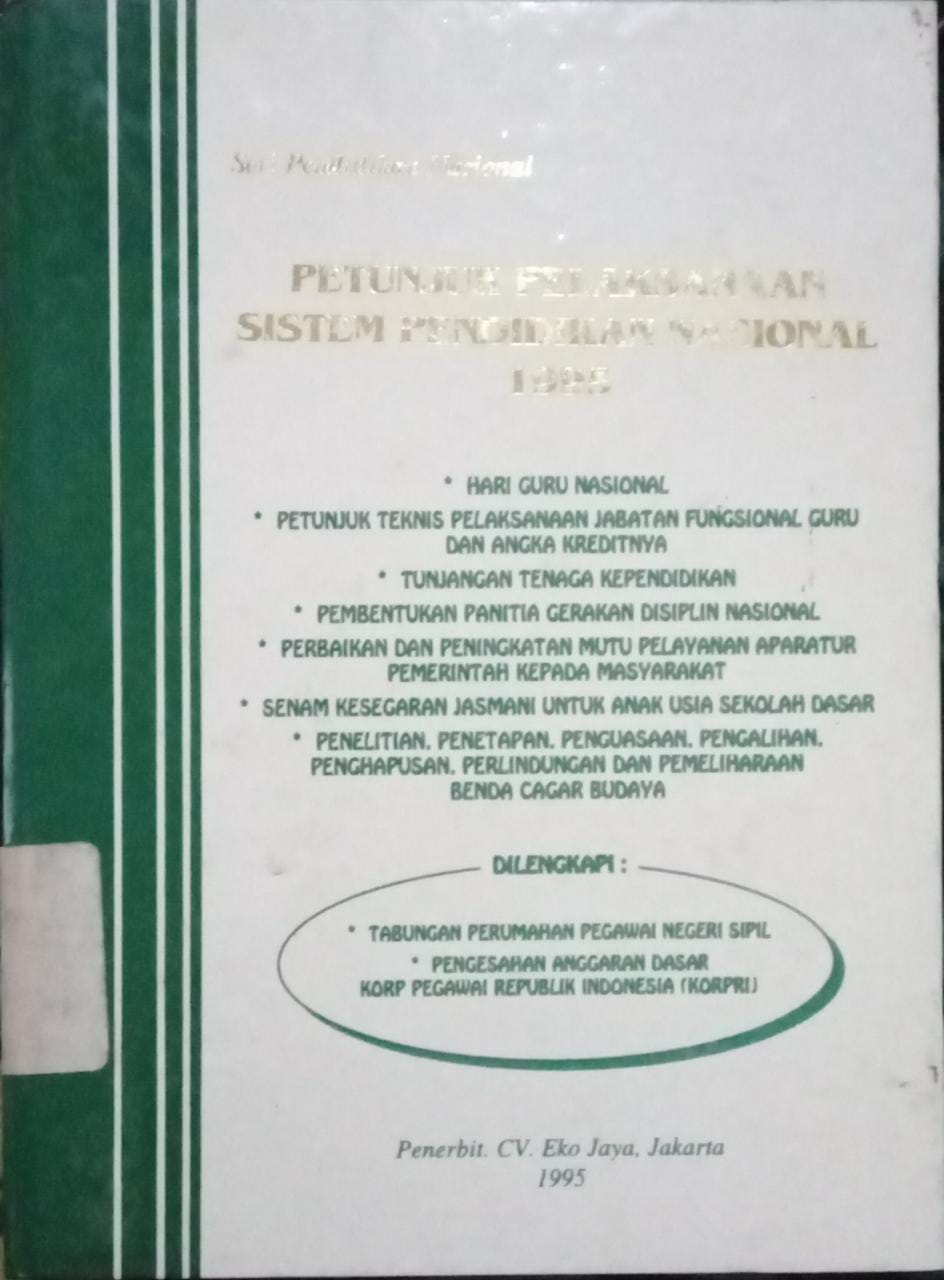 Cover Petunjuk Pelaksanaaan sistem pendidikan nasional 1995 / Sae Niki