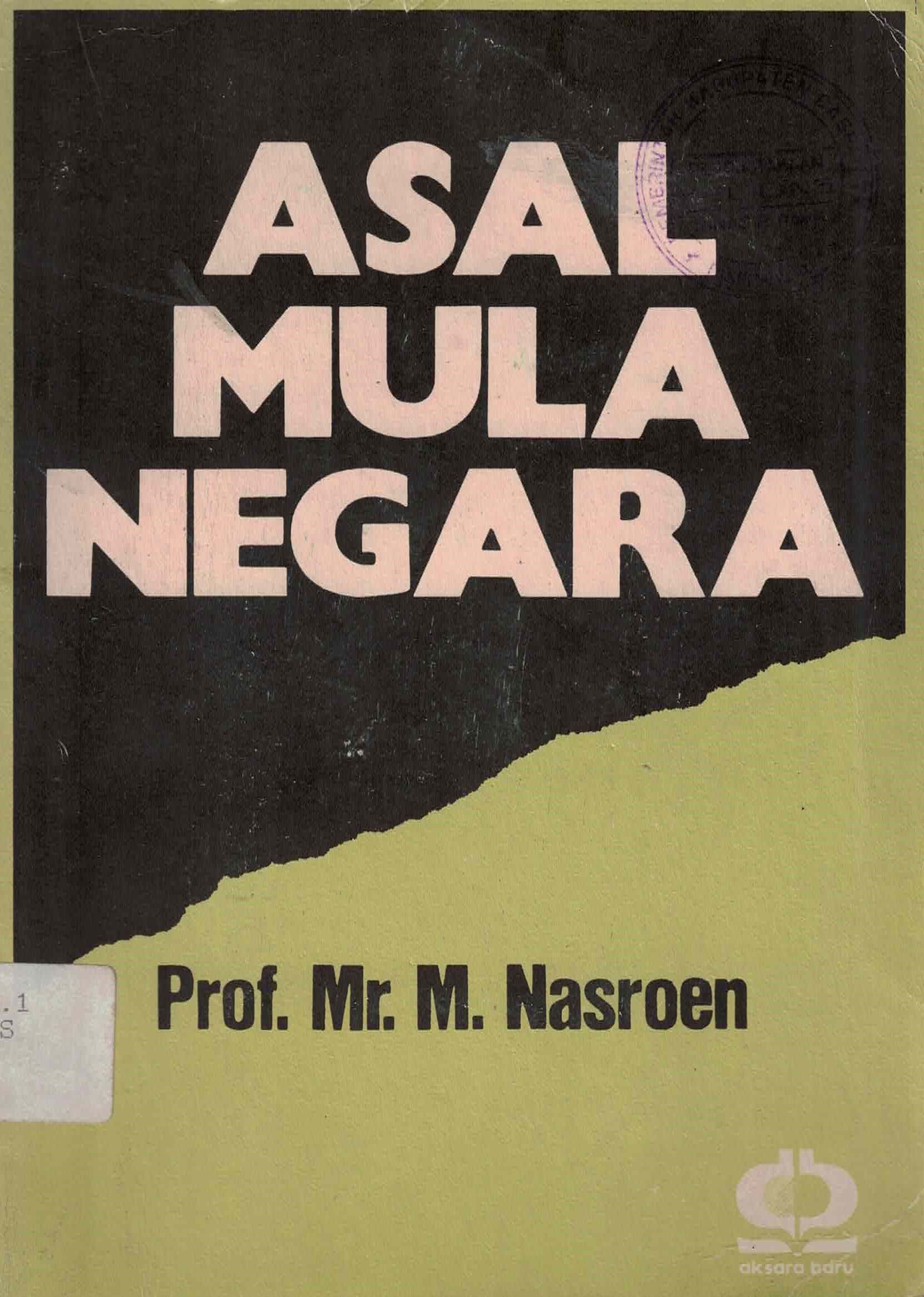 Sampul Asal Mula Negara / M.Nasroen