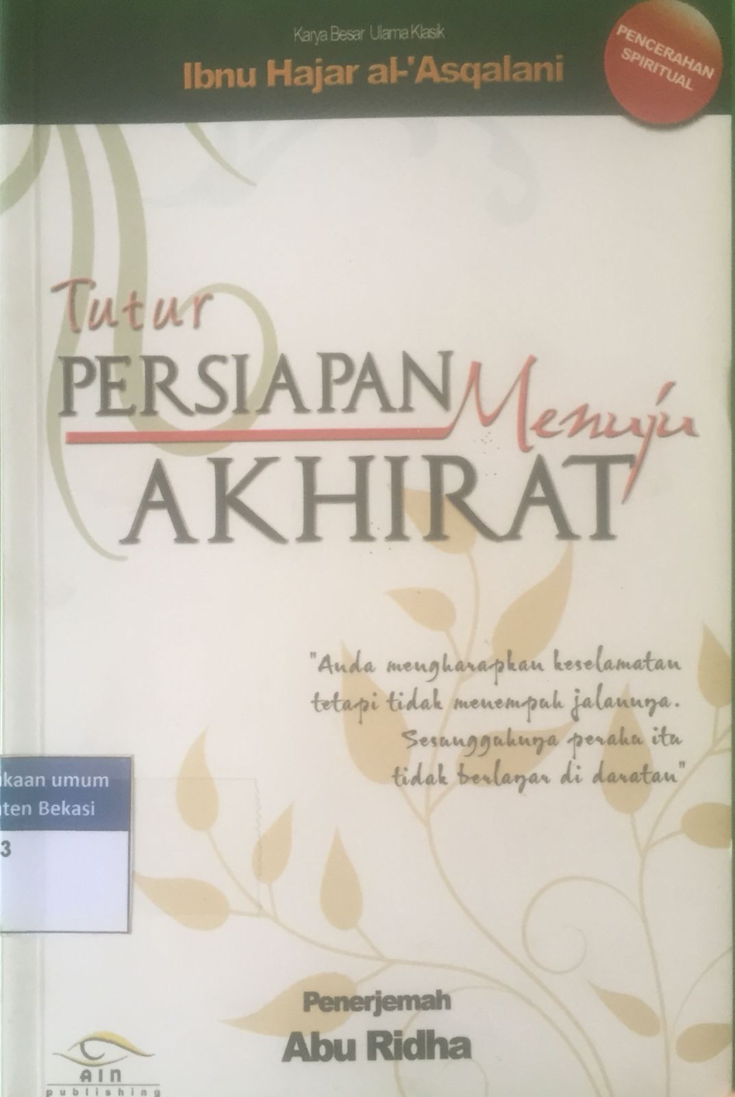 Cover Tutur persiapan menuju Akhirat / Ibnu Hajar Al-'Aqalani