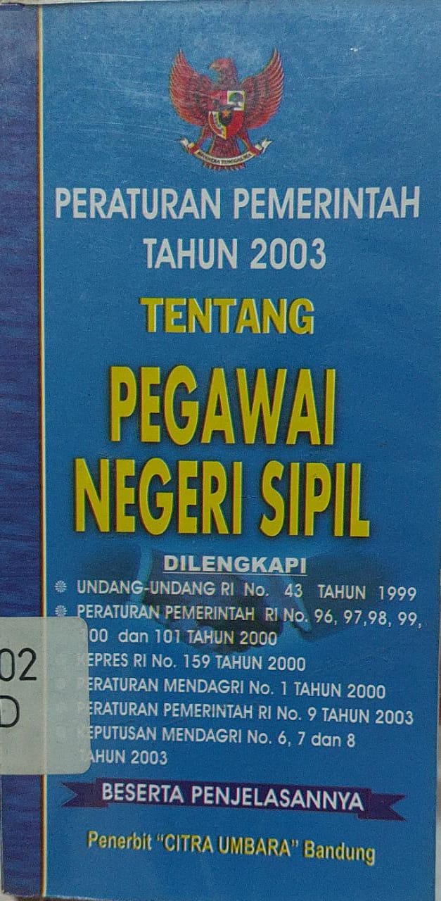 Sampul Peraturan Pemerintah Tahun 2003 Tentang Pegawai Negeri Sipil